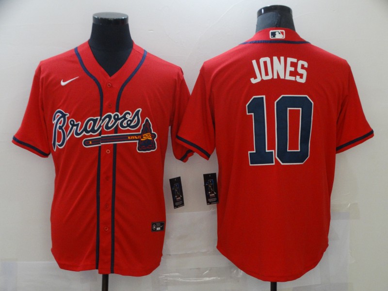 Men's Atlanta Braves #10 Chipper Jones Red Stitched MLB Jersey Men's Atlanta Braves #10 Chipper Jones Red Stitched MLB Jersey